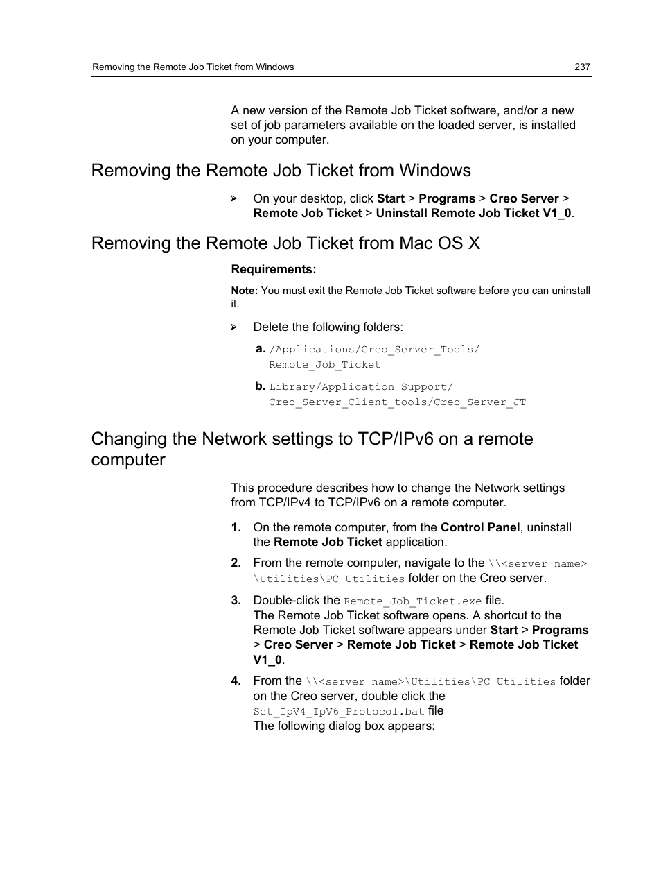 Removing the remote job ticket from windows, Removing the remote job ticket from mac os x | Konica Minolta bizhub PRESS C1100 User Manual | Page 247 / 265