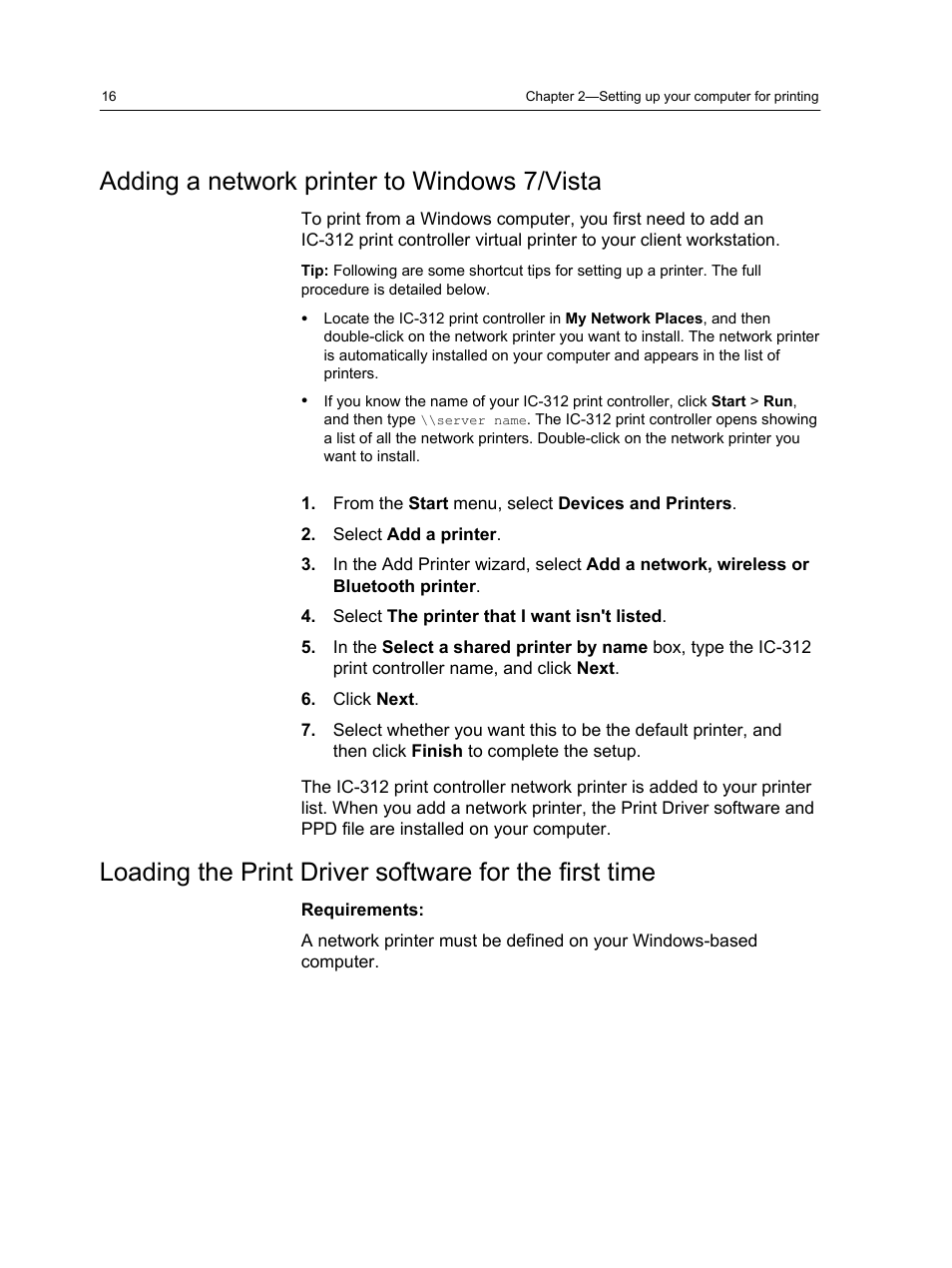 Adding a network printer to windows 7/vista | Konica Minolta bizhub PRESS C1100 User Manual | Page 26 / 265