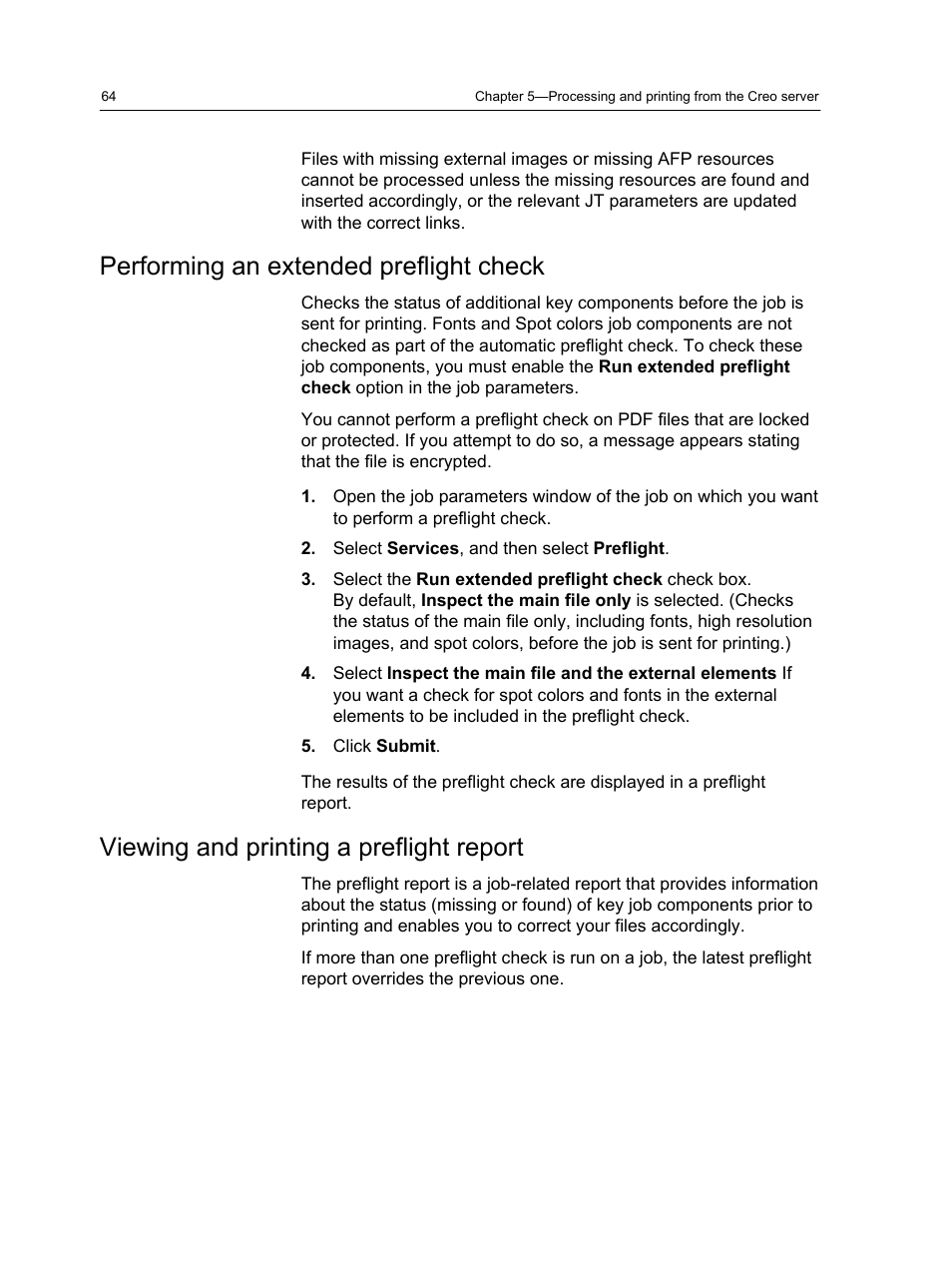 Performing an extended preflight check, Viewing and printing a preflight report | Konica Minolta bizhub PRESS C1100 User Manual | Page 74 / 265