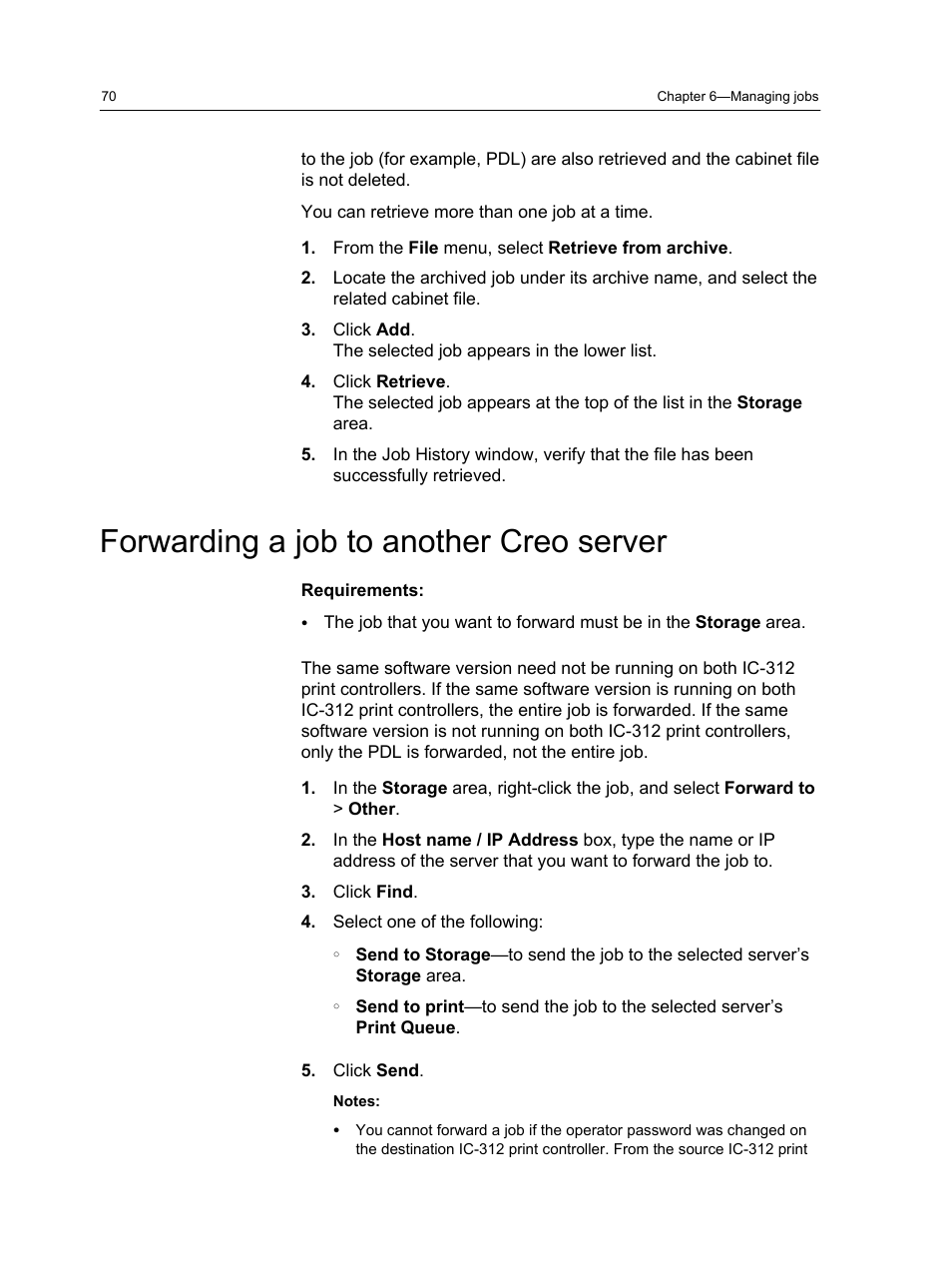 Forwarding a job to another creo server | Konica Minolta bizhub PRESS C1100 User Manual | Page 80 / 265