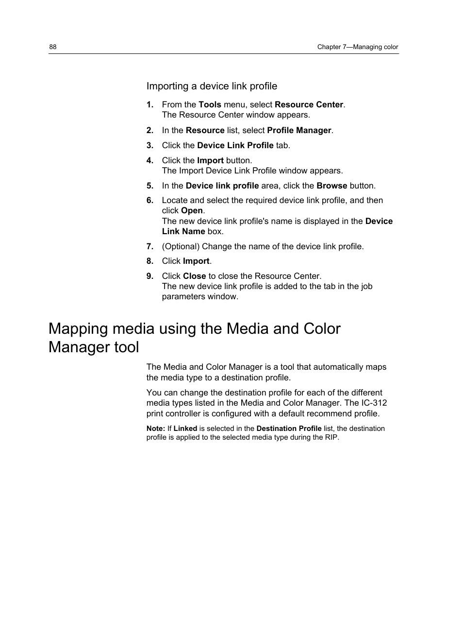 Importing a device link profile | Konica Minolta bizhub PRESS C1100 User Manual | Page 98 / 265