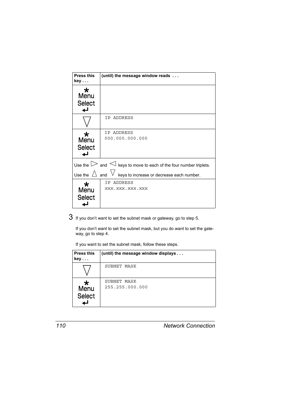 Network connection 110 | Konica Minolta Magicolor 5450 User Manual | Page 126 / 258