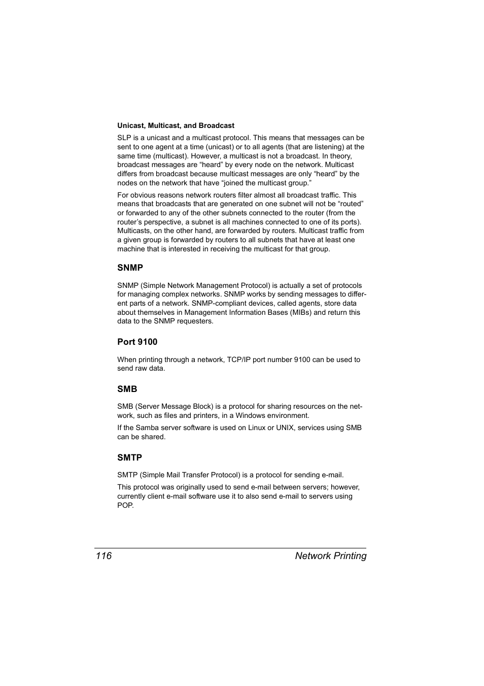 Snmp, Port 9100, Smtp | Snmp 116 port 9100 116 smb 116 smtp 116 | Konica Minolta Magicolor 5450 User Manual | Page 132 / 258