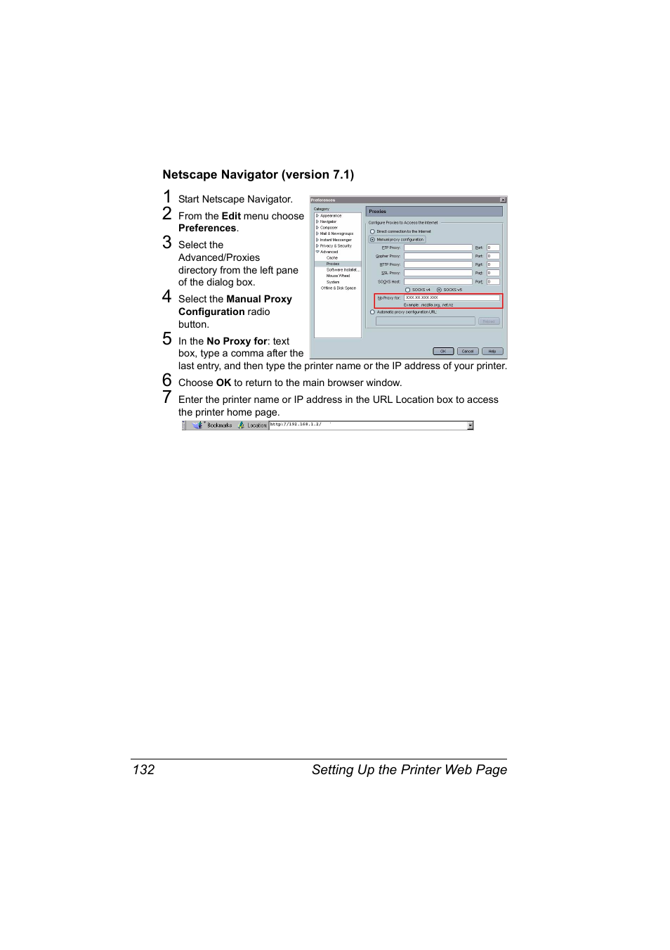 Netscape navigator (version 7.1), Netscape navigator (version 7.1) 132 | Konica Minolta Magicolor 5450 User Manual | Page 148 / 258