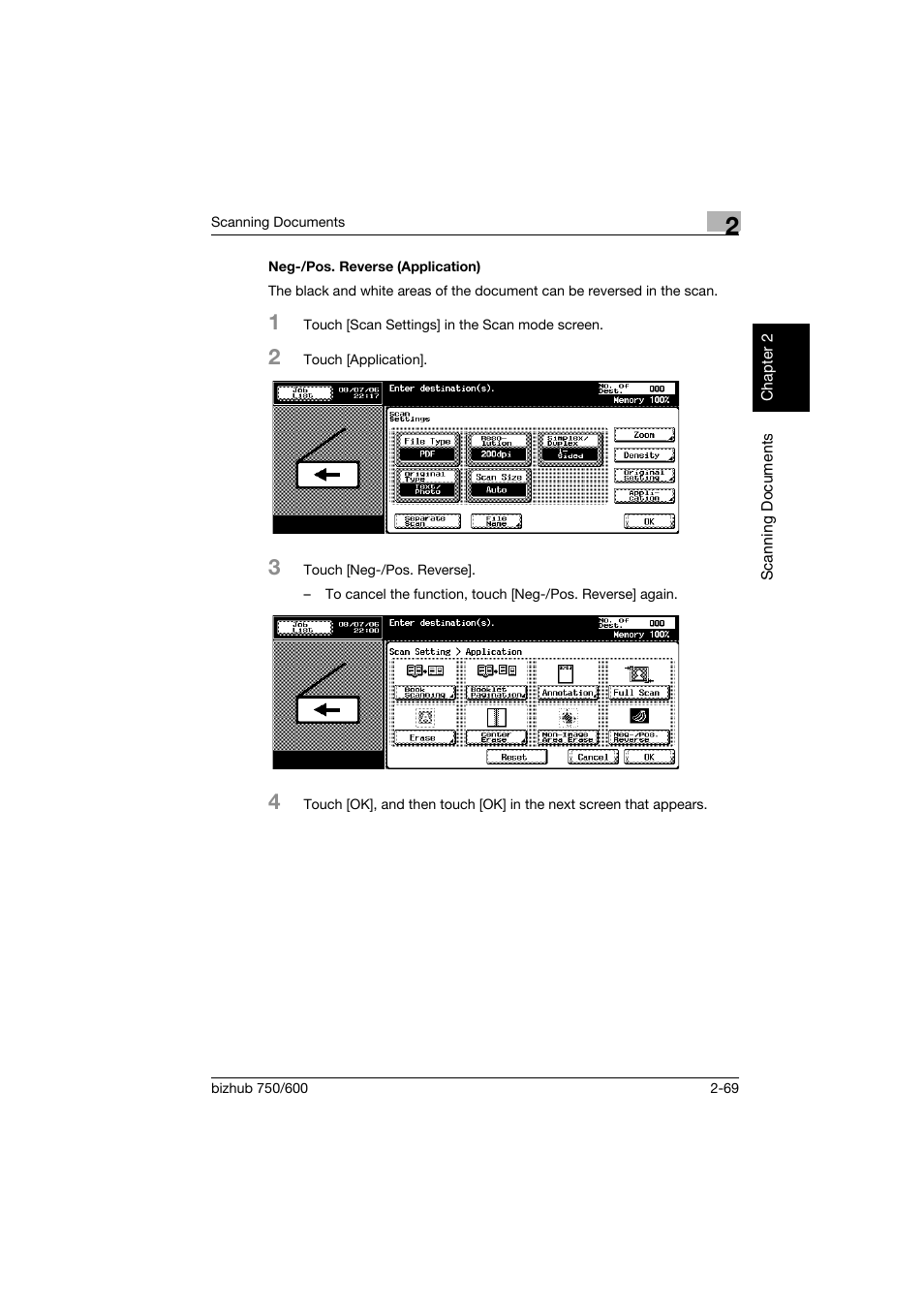 Neg-/pos. reverse (application), Neg-/pos. reverse (application) -69 | Konica Minolta bizhub 750 User Manual | Page 104 / 394