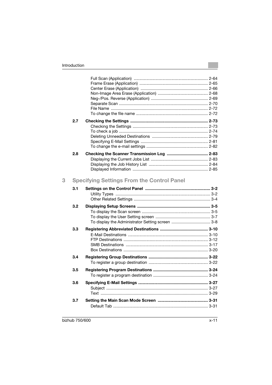 3specifying settings from the control panel | Konica Minolta bizhub 750 User Manual | Page 12 / 394