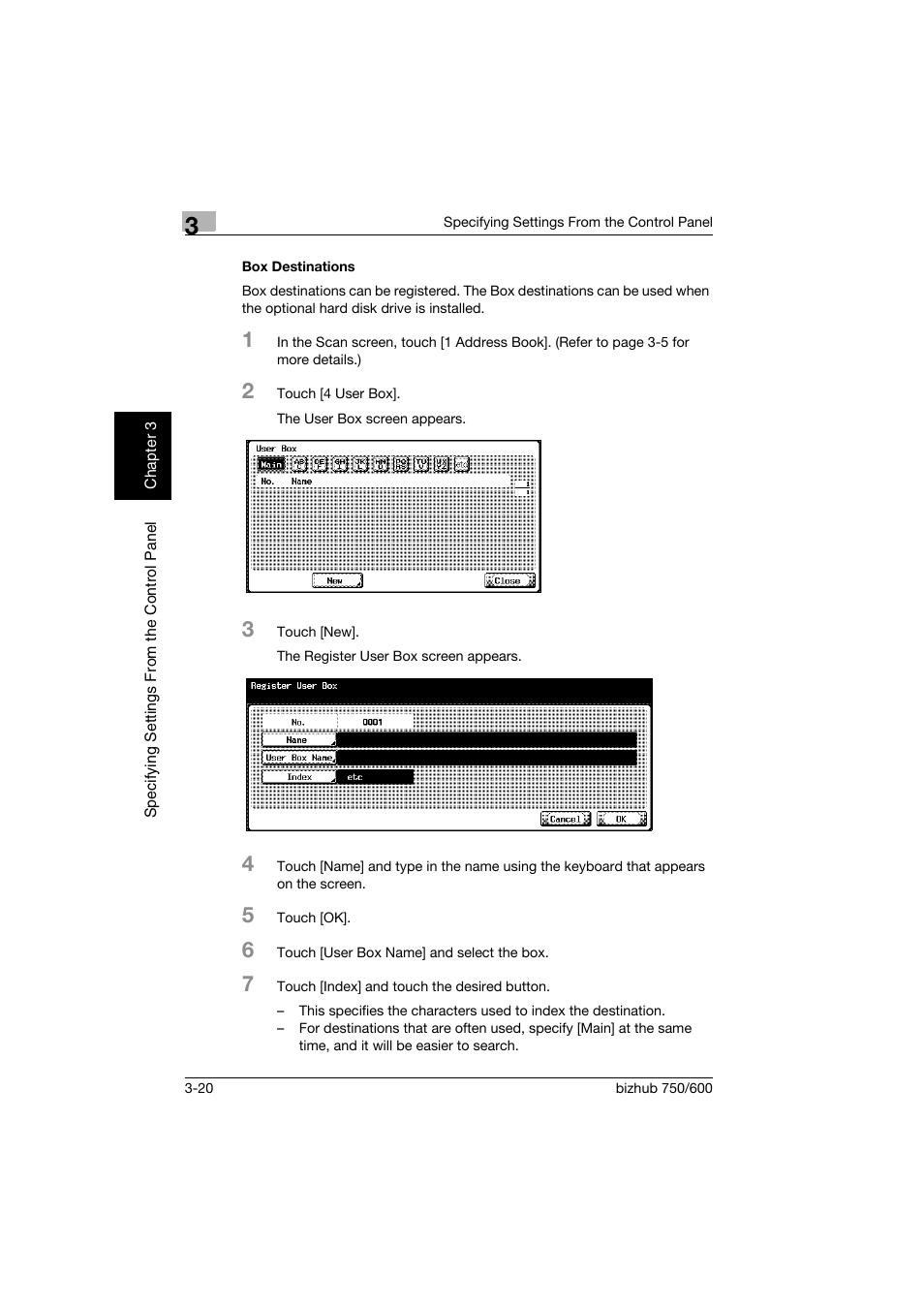 Box destinations, Box destinations -20 | Konica Minolta bizhub 750 User Manual | Page 141 / 394