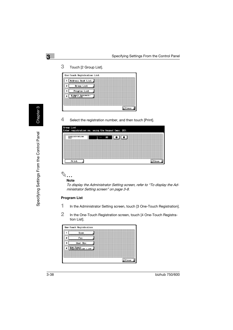 Program list, Program list -38 | Konica Minolta bizhub 750 User Manual | Page 159 / 394