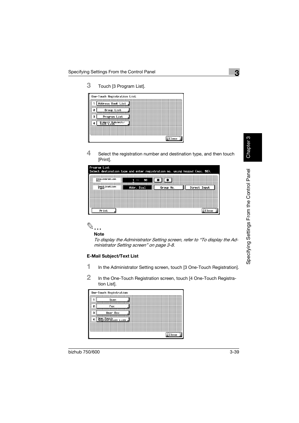 E-mail subject/text list, E-mail subject/text list -39 | Konica Minolta bizhub 750 User Manual | Page 160 / 394