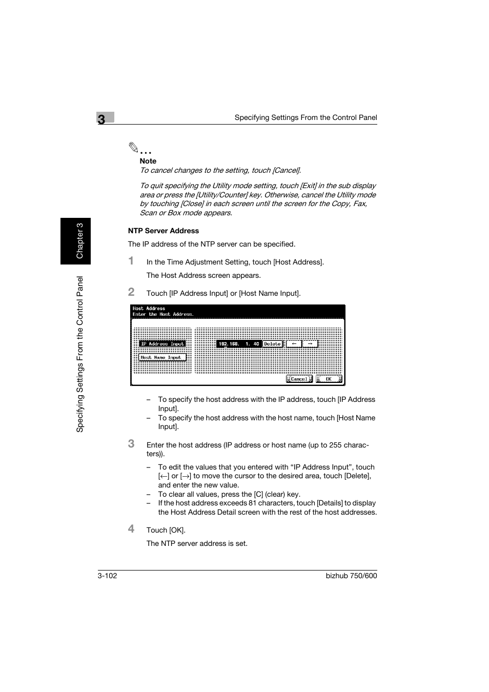 Ntp server address, Ntp server address -102 | Konica Minolta bizhub 750 User Manual | Page 223 / 394