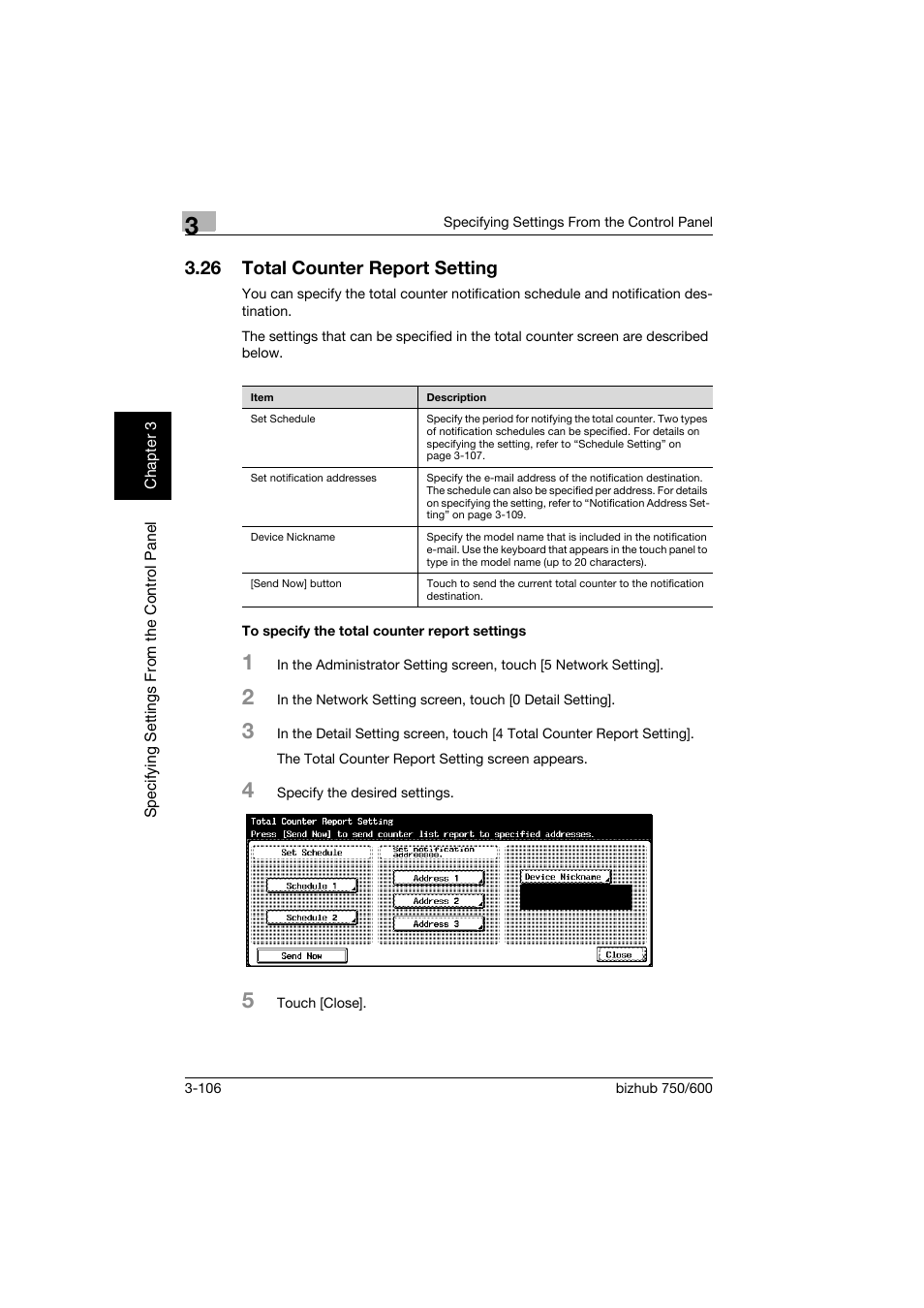 26 total counter report setting, To specify the total counter report settings, Total counter report setting -106 | To specify the total counter report settings -106 | Konica Minolta bizhub 750 User Manual | Page 227 / 394