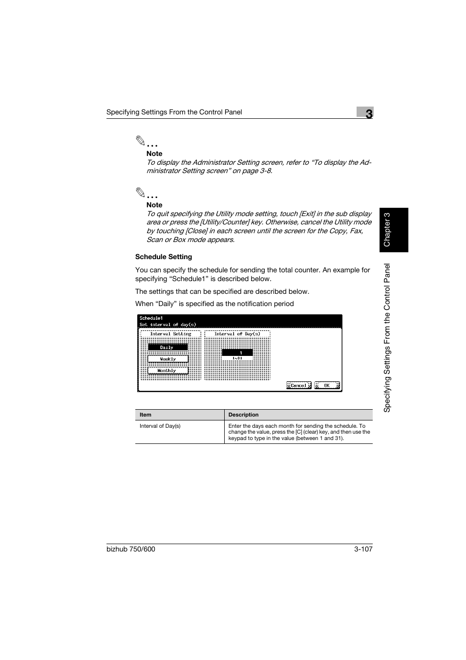 Schedule setting, Schedule setting -107 | Konica Minolta bizhub 750 User Manual | Page 228 / 394