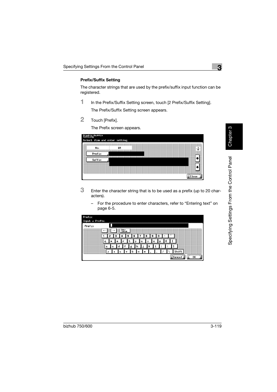 Prefix/suffix setting, Prefix/suffix setting -119 | Konica Minolta bizhub 750 User Manual | Page 240 / 394