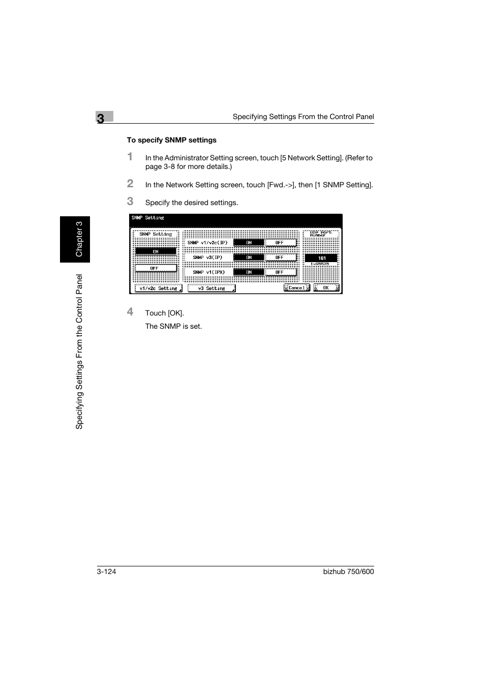 To specify snmp settings, To specify snmp settings -124 | Konica Minolta bizhub 750 User Manual | Page 245 / 394