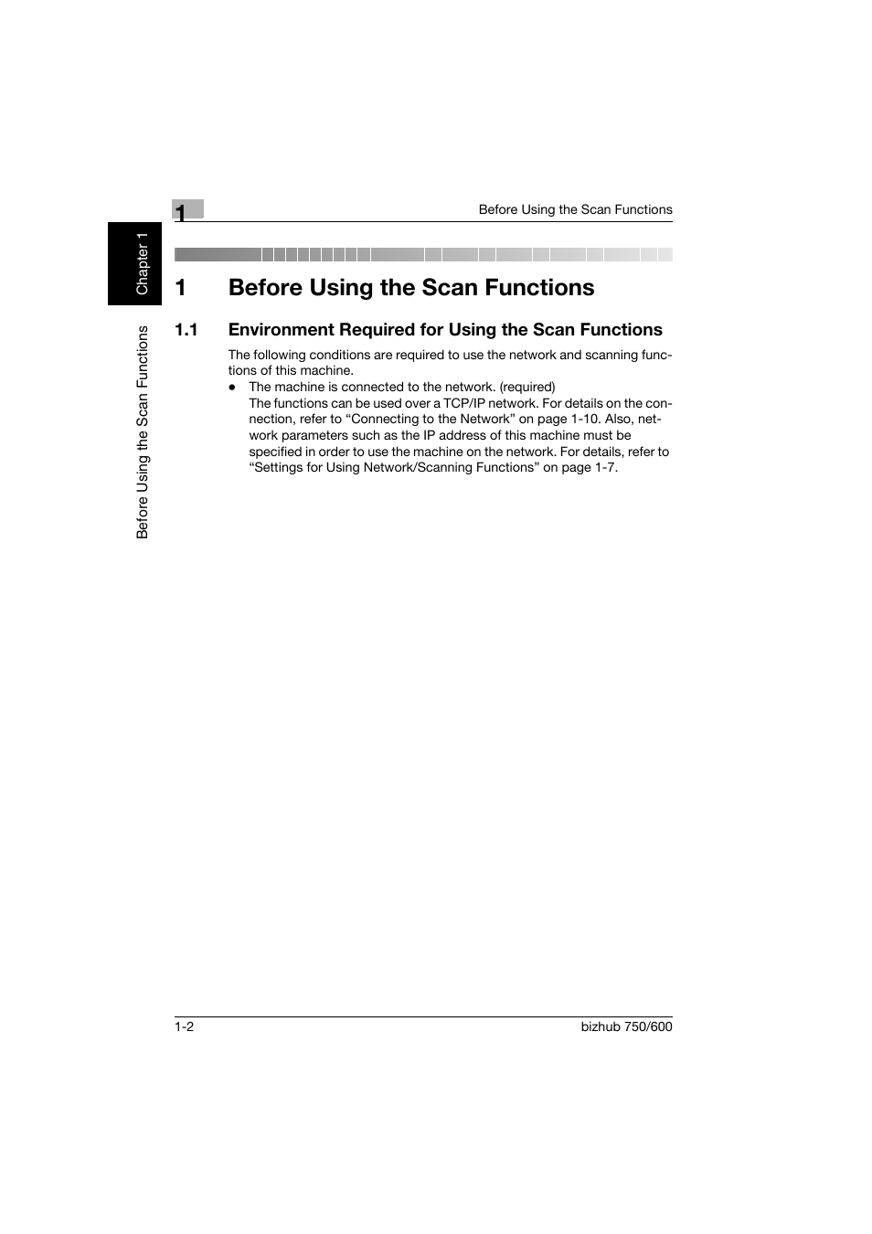 1 before using the scan functions, Before using the scan functions, 1before using the scan functions | Konica Minolta bizhub 750 User Manual | Page 25 / 394