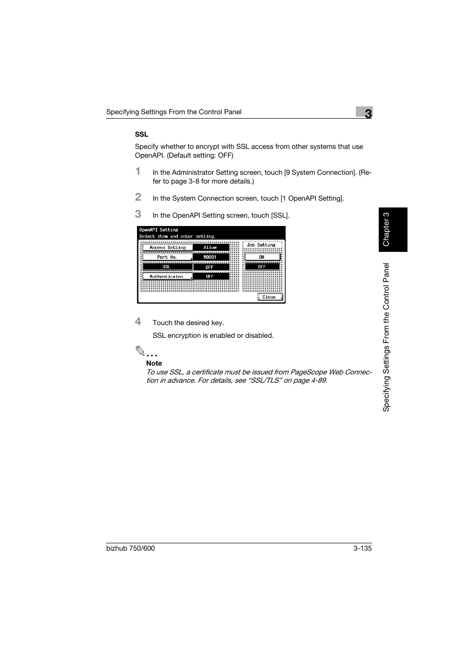 Ssl -135 | Konica Minolta bizhub 750 User Manual | Page 256 / 394