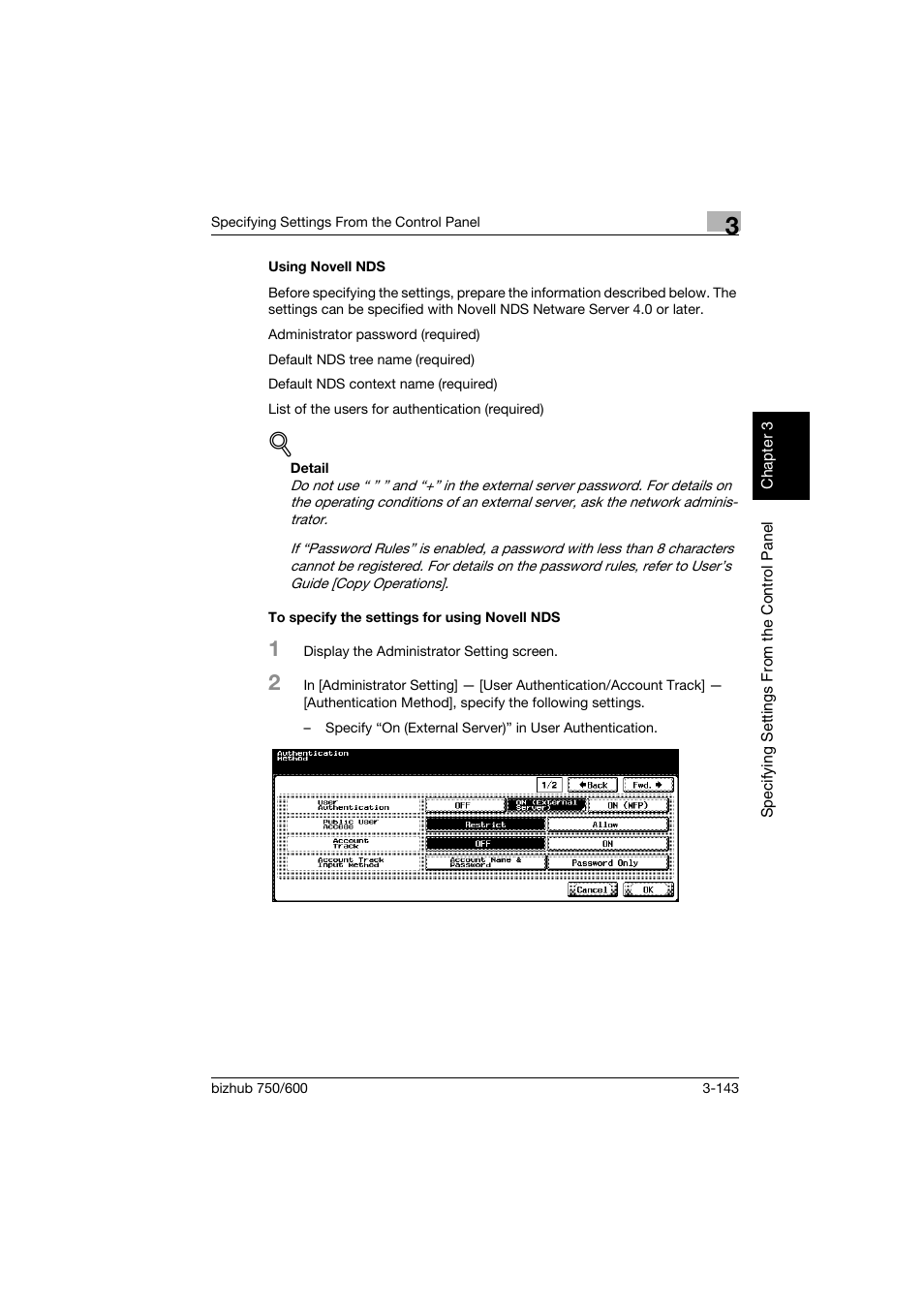 Using novell nds, To specify the settings for using novell nds | Konica Minolta bizhub 750 User Manual | Page 264 / 394