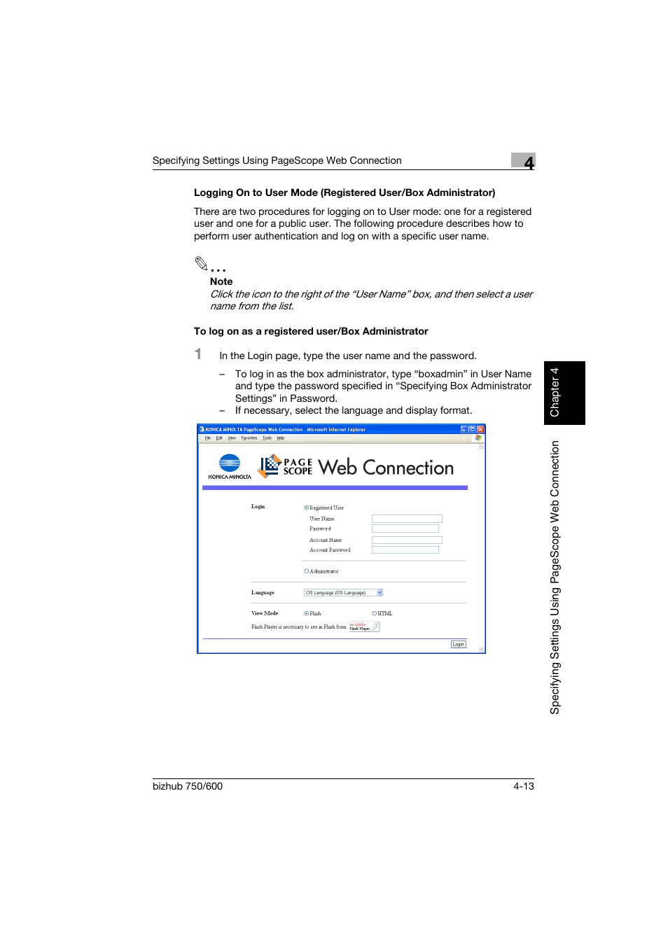 To log on as a registered user/box administrator | Konica Minolta bizhub 750 User Manual | Page 280 / 394