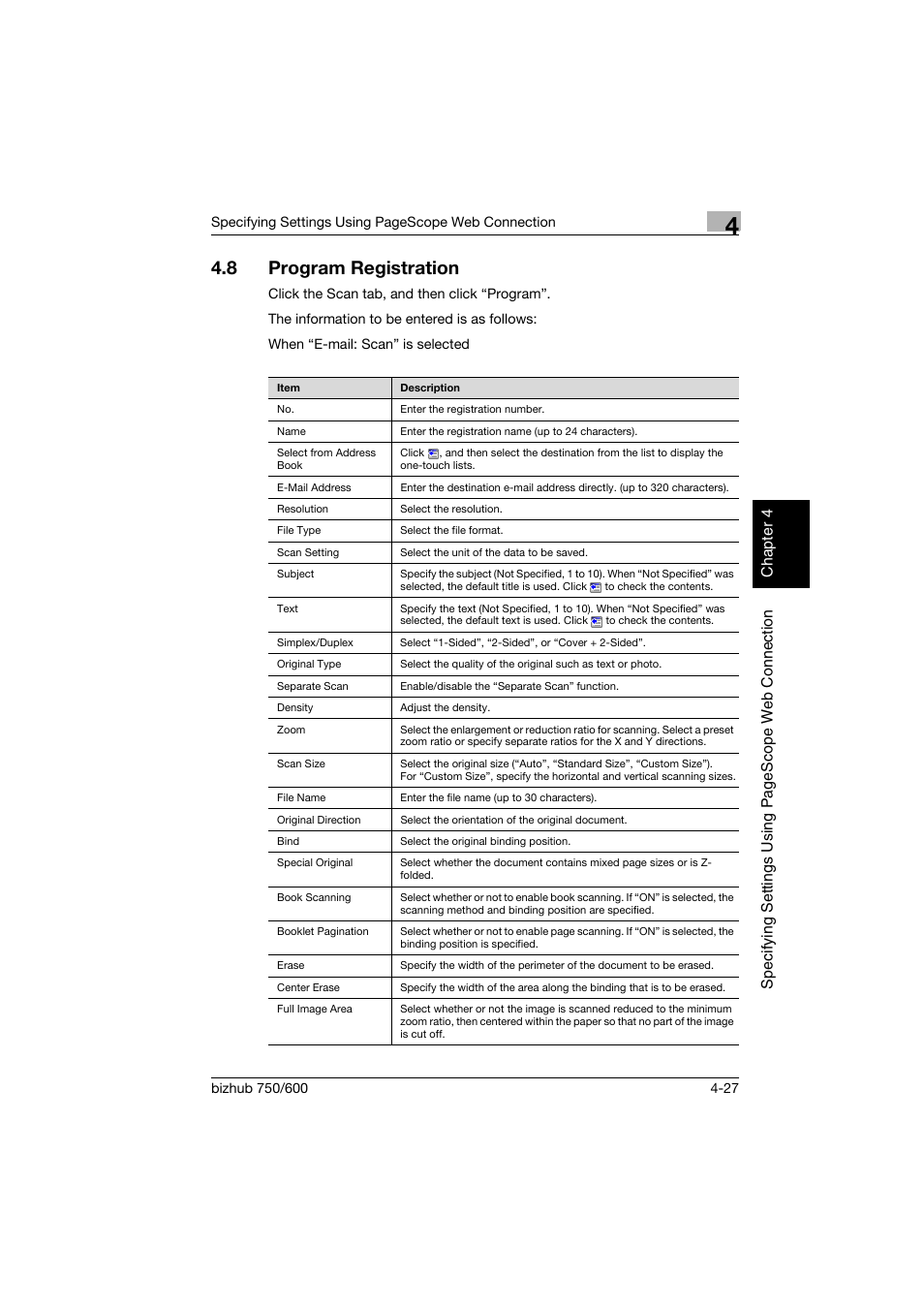 8 program registration, Program registration -27 | Konica Minolta bizhub 750 User Manual | Page 294 / 394