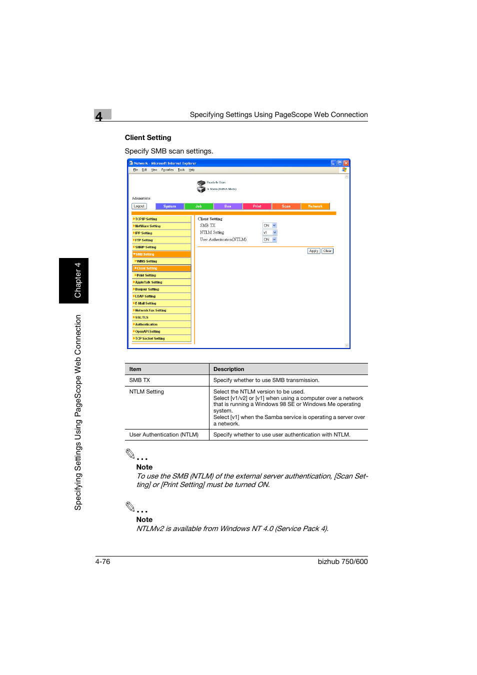 Client setting, Client setting -76 | Konica Minolta bizhub 750 User Manual | Page 343 / 394