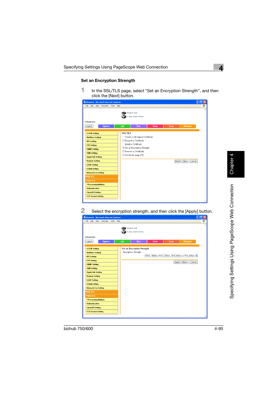 Set an encryption strength, Set an encryption strength -95 | Konica Minolta bizhub 750 User Manual | Page 362 / 394