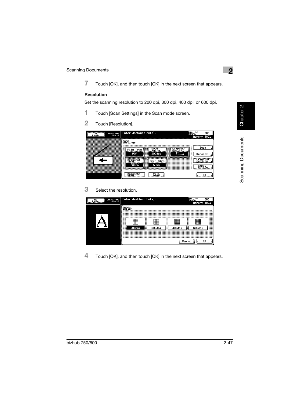 Resolution, Resolution -47 | Konica Minolta bizhub 750 User Manual | Page 82 / 394