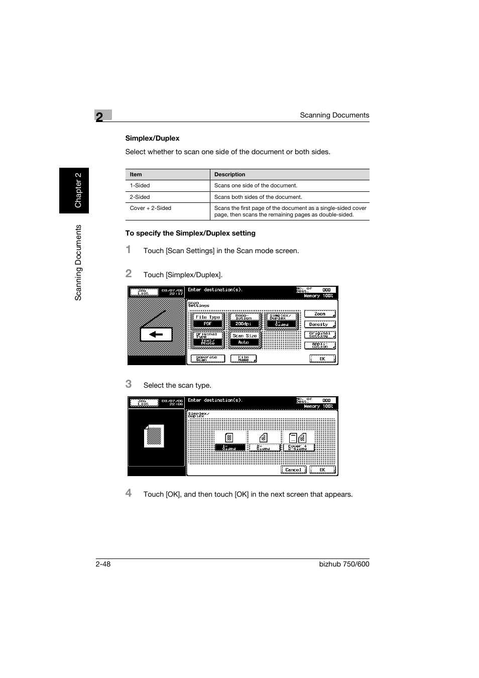 Simplex/duplex, To specify the simplex/duplex setting | Konica Minolta bizhub 750 User Manual | Page 83 / 394