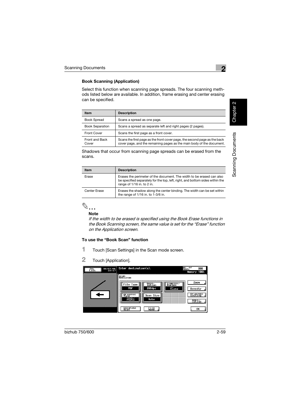 Book scanning (application), To use the “book scan” function | Konica Minolta bizhub 750 User Manual | Page 94 / 394