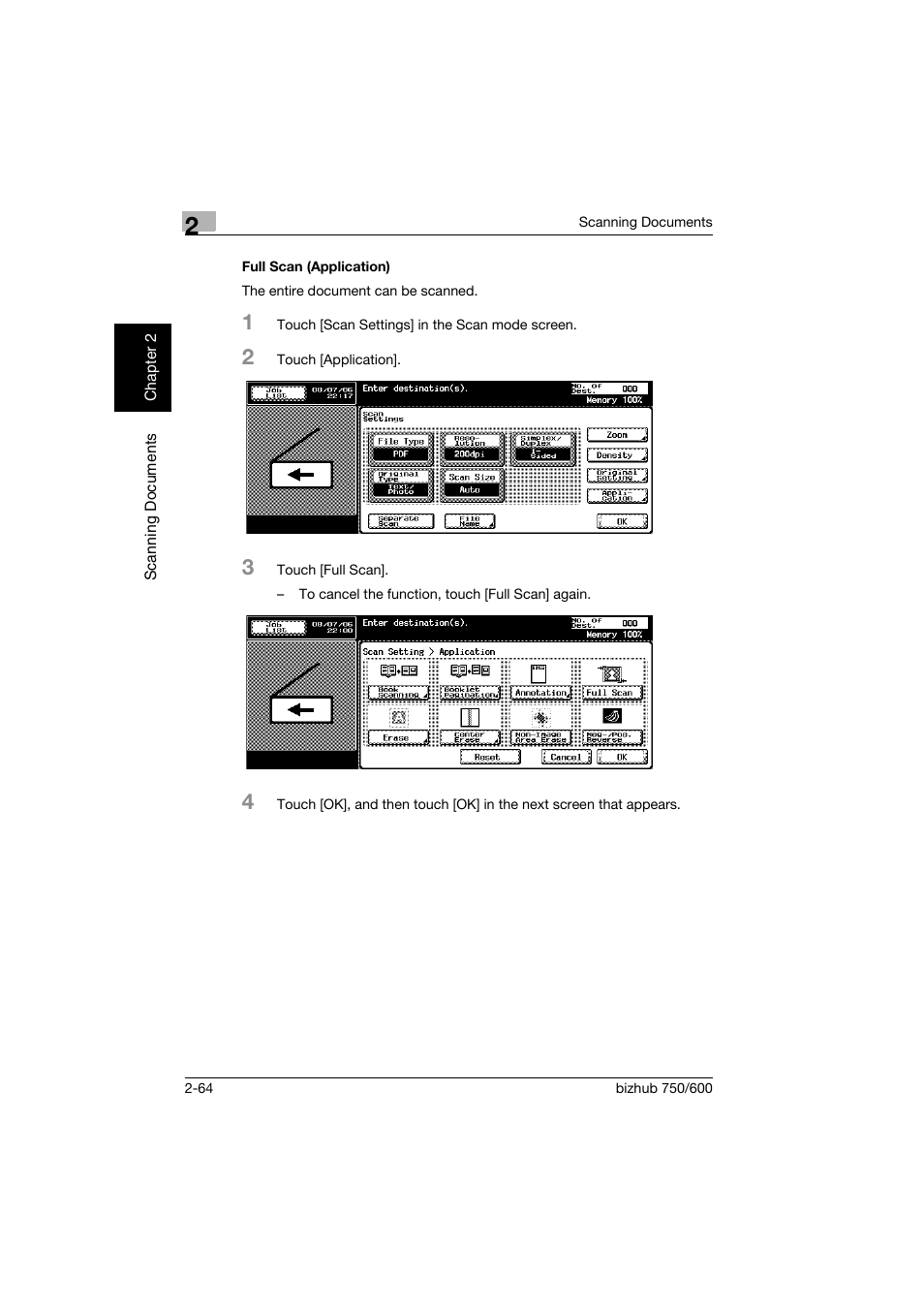 Full scan (application), Full scan (application) -64 | Konica Minolta bizhub 750 User Manual | Page 99 / 394