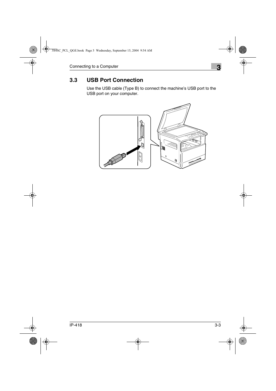 3 usb port connection, Usb port connection -3 | Konica Minolta 8050 User Manual | Page 18 / 34