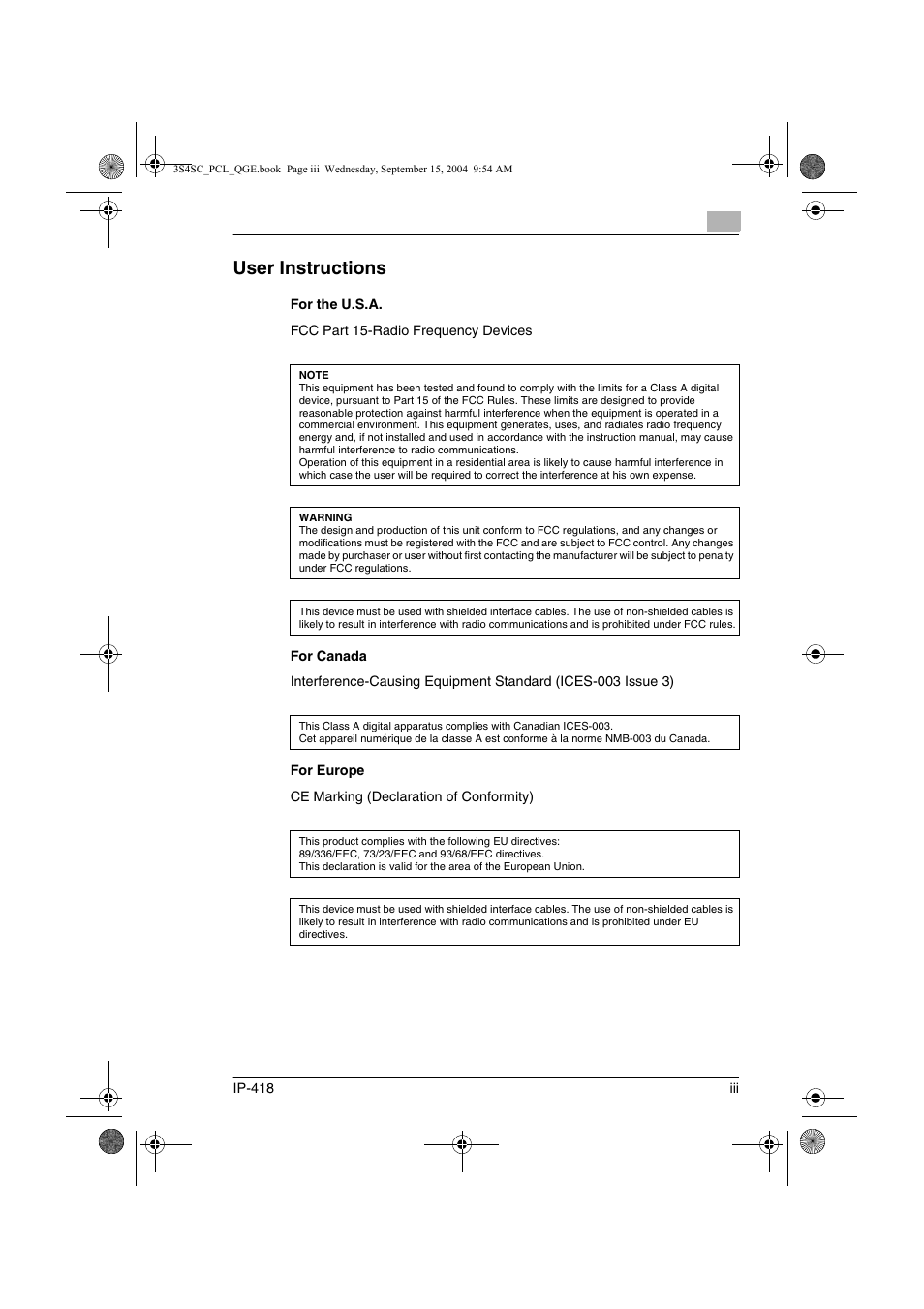 User instructions | Konica Minolta 8050 User Manual | Page 4 / 34