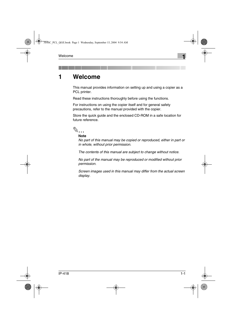 1 welcome, Welcome, 1welcome | Konica Minolta 8050 User Manual | Page 6 / 34