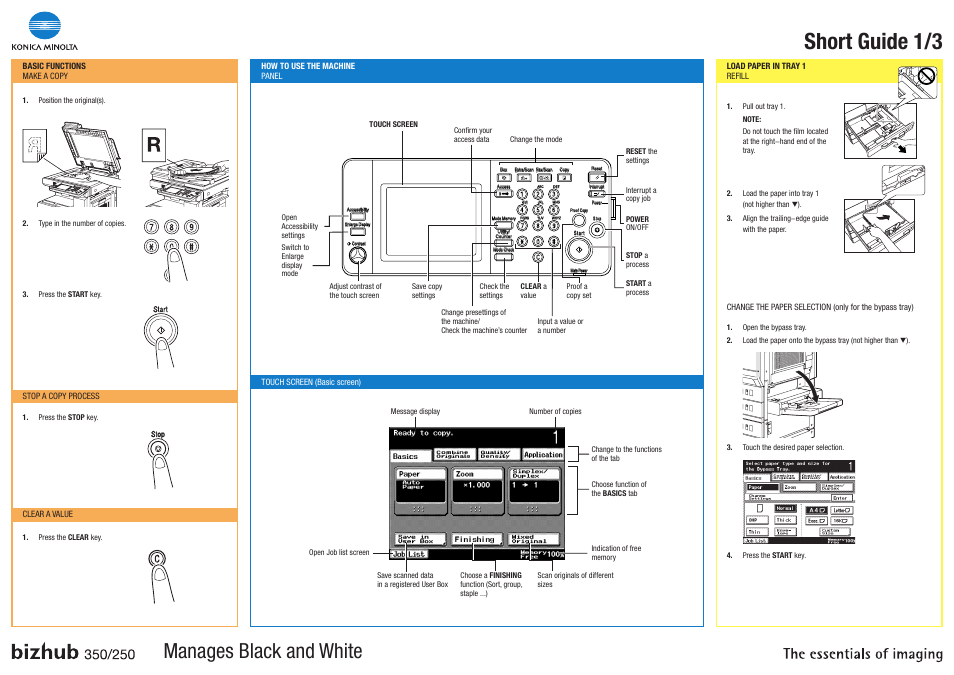 Konica Minolta BIZHUB 350 User Manual | 3 pages