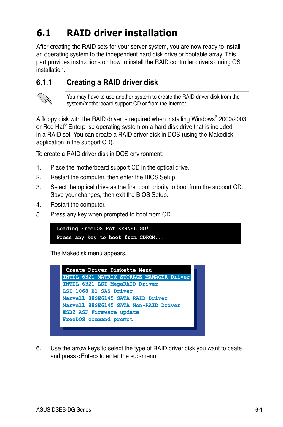 1 raid driver installation, 1 creating a raid driver disk | Asus DSEB-DG/SAS User Manual | Page 173 / 202