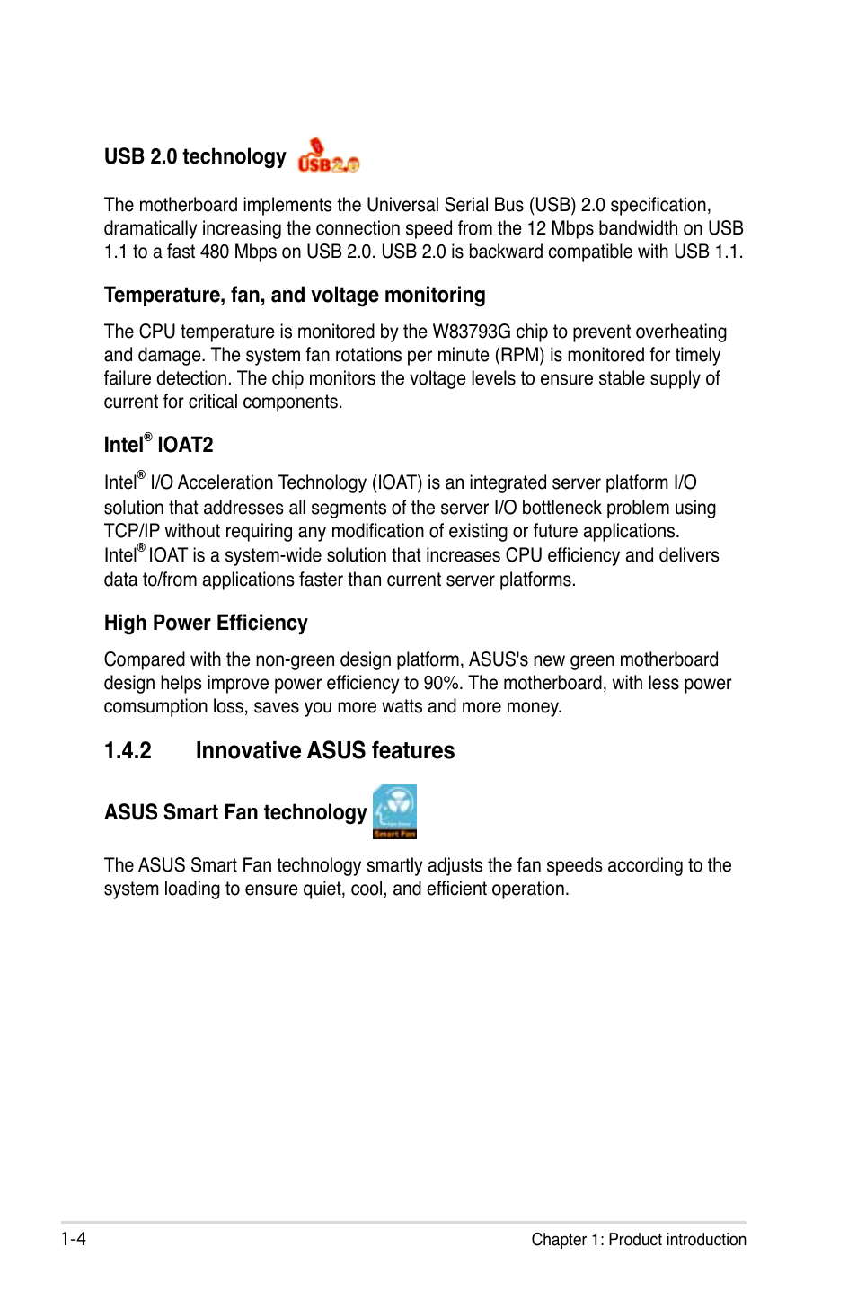 2 innovative asus features | Asus DSEB-DG/SAS User Manual | Page 18 / 202