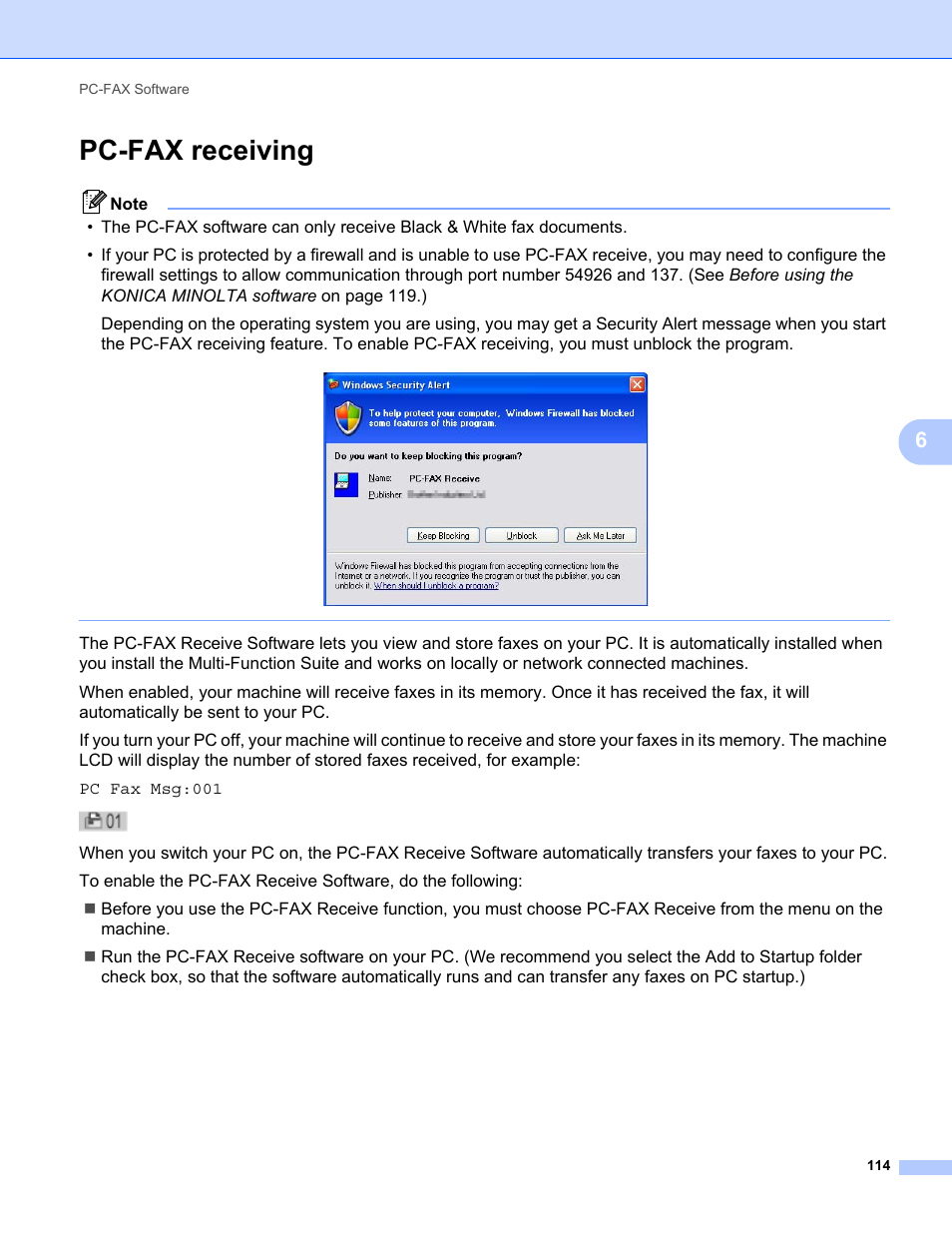 Pc-fax receiving | Konica Minolta bizhub 20 User Manual | Page 122 / 227