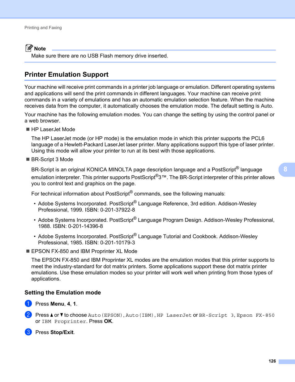 Printer emulation support | Konica Minolta bizhub 20 User Manual | Page 134 / 227