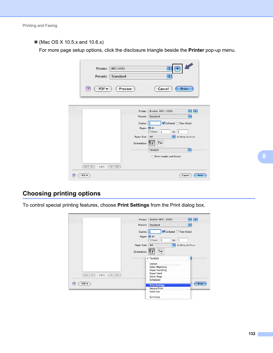 Choosing printing options | Konica Minolta bizhub 20 User Manual | Page 140 / 227