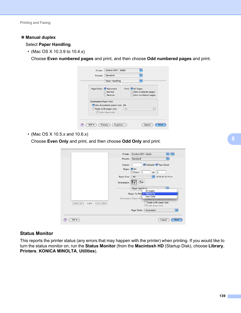 Status monitor | Konica Minolta bizhub 20 User Manual | Page 147 / 227