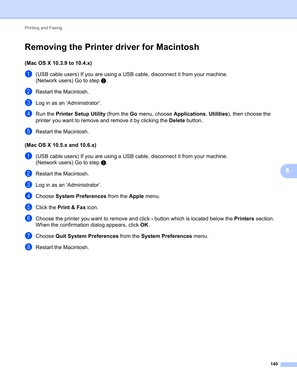 Removing the printer driver for macintosh | Konica Minolta bizhub 20 User Manual | Page 148 / 227