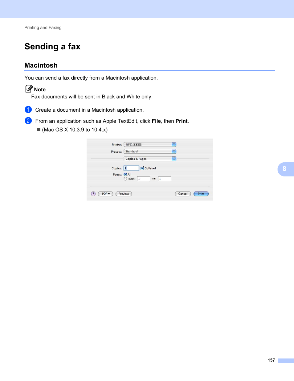 Sending a fax, Macintosh | Konica Minolta bizhub 20 User Manual | Page 165 / 227