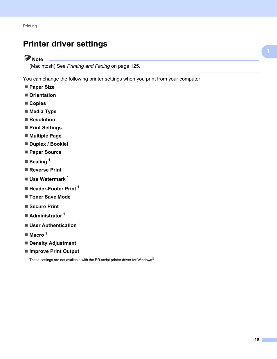 Printer driver settings | Konica Minolta bizhub 20 User Manual | Page 18 / 227