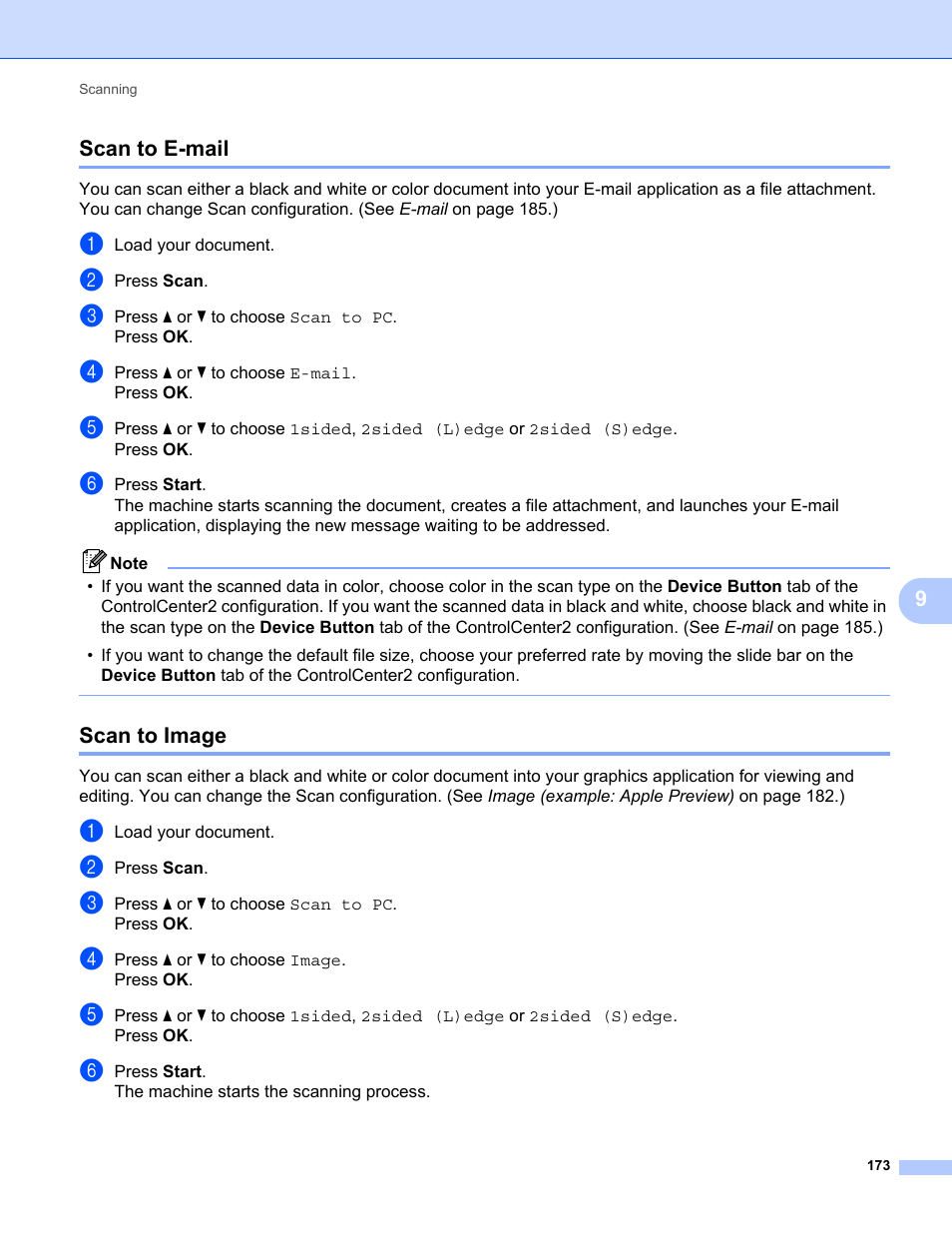 Scan to e-mail, Scan to image, Scan to e-mail scan to image | Konica Minolta bizhub 20 User Manual | Page 181 / 227