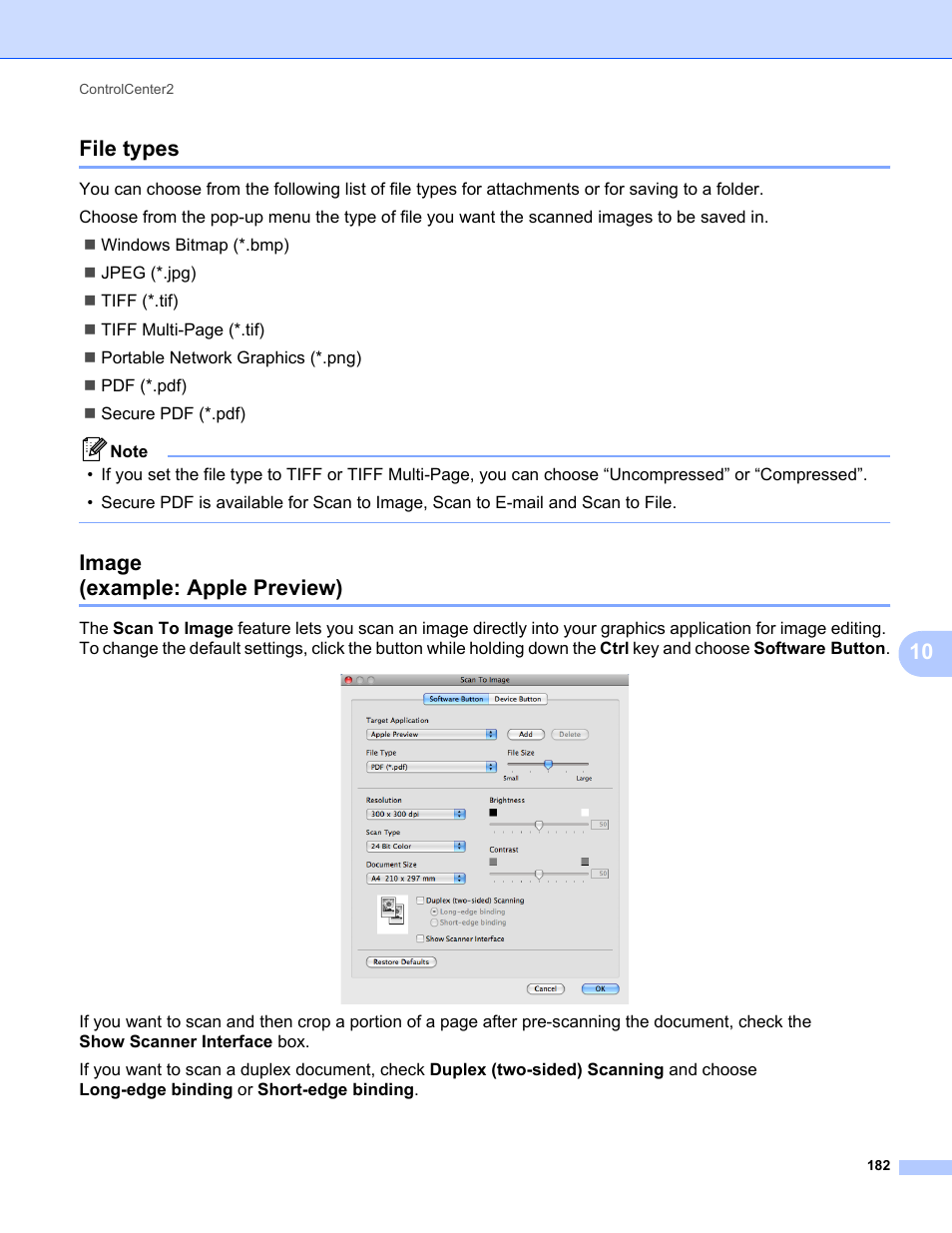 File types, Image (example: apple preview), File types image | Example: apple preview), 10 file types | Konica Minolta bizhub 20 User Manual | Page 190 / 227