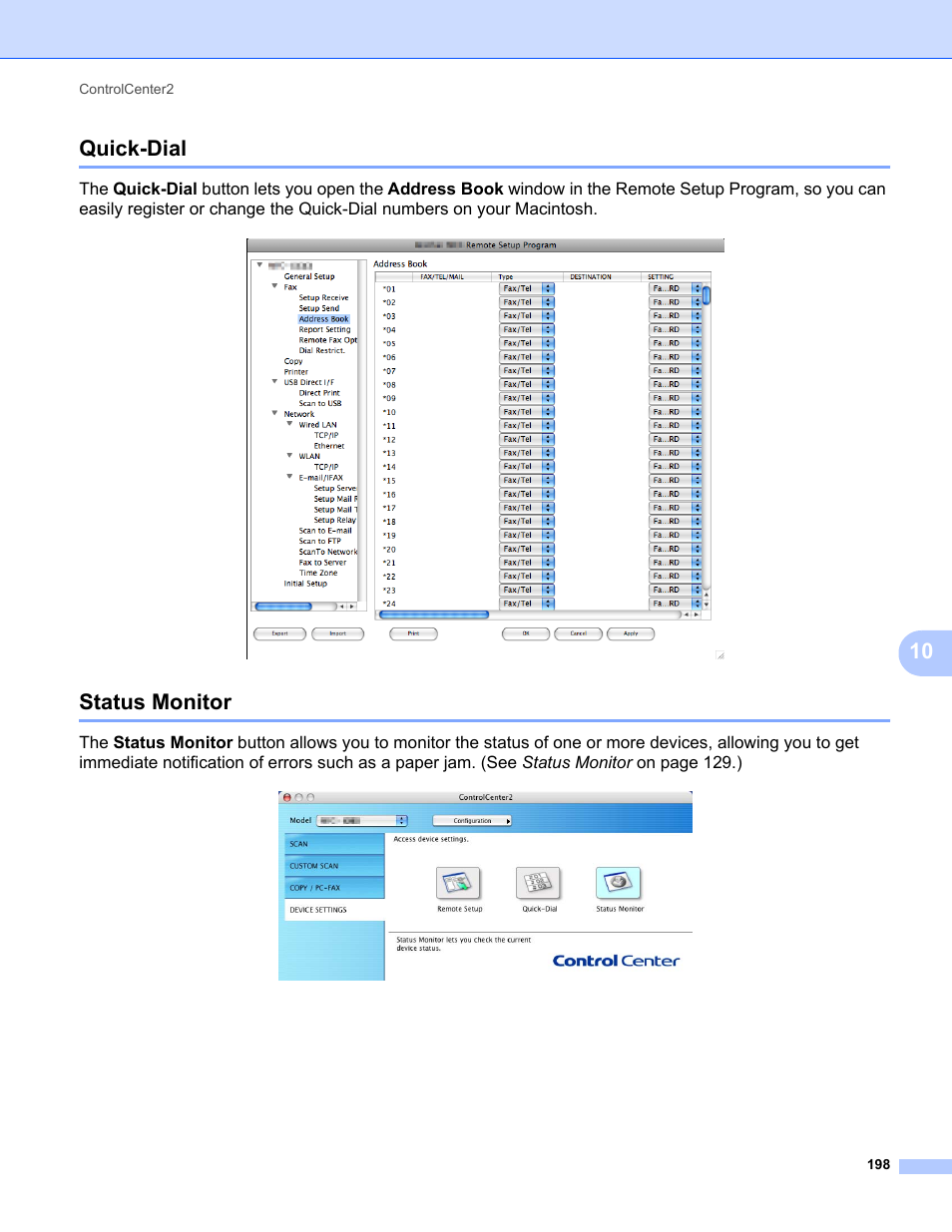 Quick-dial, Status monitor, Quick-dial status monitor | 10 quick-dial | Konica Minolta bizhub 20 User Manual | Page 206 / 227