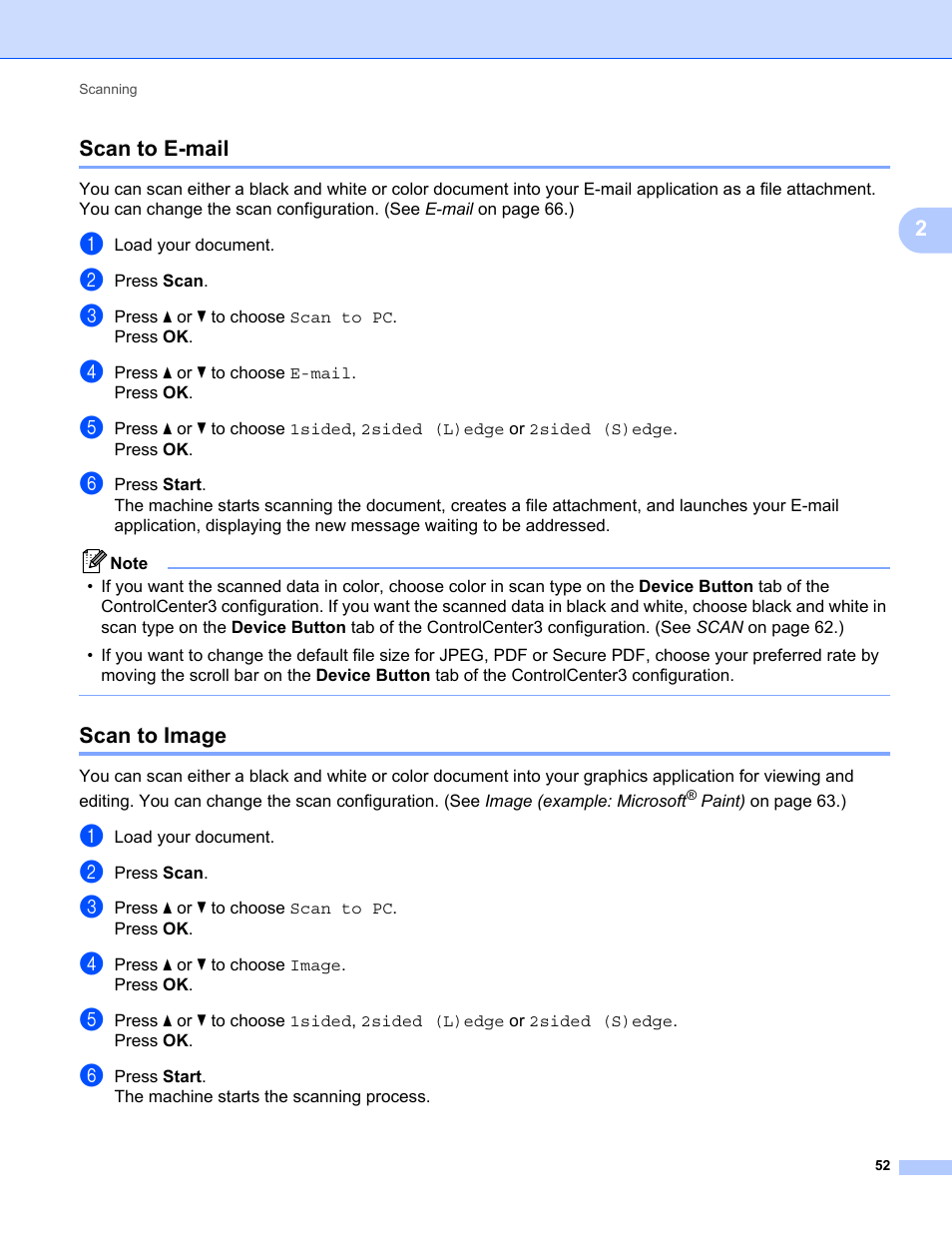 Scan to e-mail, Scan to image, Scan to e-mail scan to image | Konica Minolta bizhub 20 User Manual | Page 60 / 227