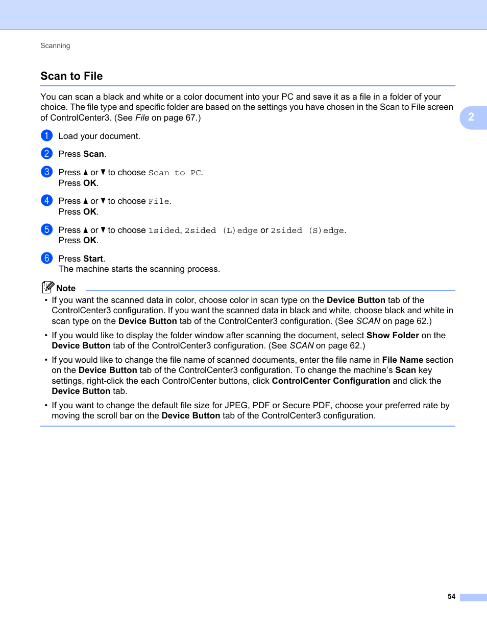 Scan to file | Konica Minolta bizhub 20 User Manual | Page 62 / 227