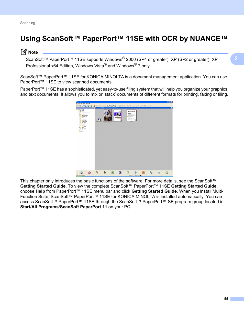 Using scansoft™ paperport™ 11se with ocr by nuance | Konica Minolta bizhub 20 User Manual | Page 63 / 227