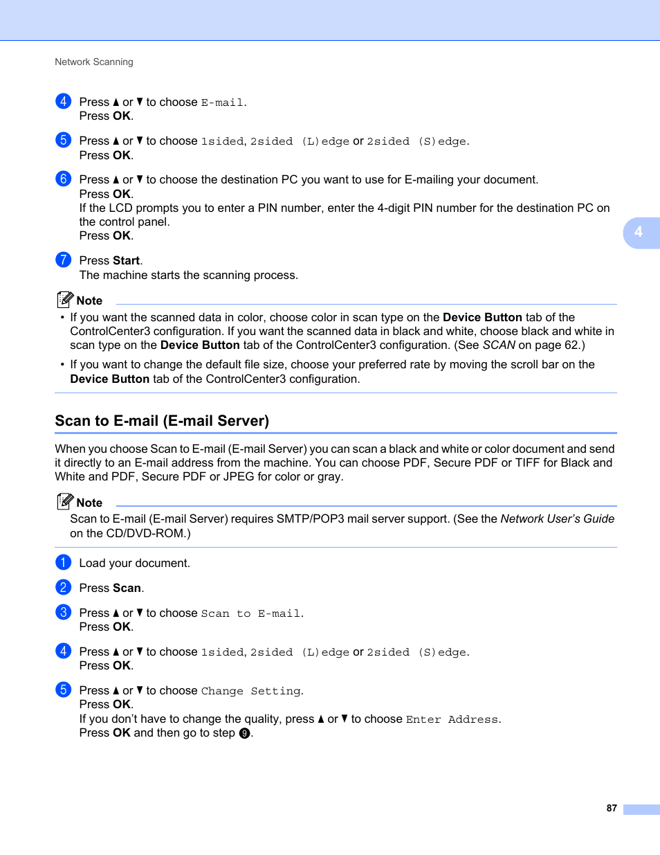 Scan to e-mail (e-mail server) | Konica Minolta bizhub 20 User Manual | Page 95 / 227