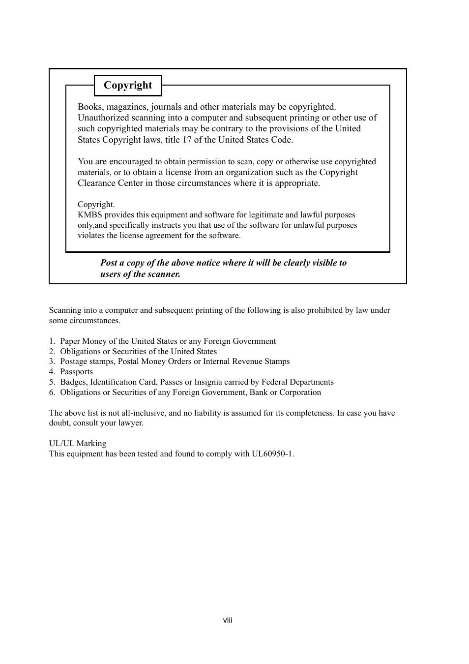 Copyright | Konica Minolta PS7000C MKII User Manual | Page 10 / 94